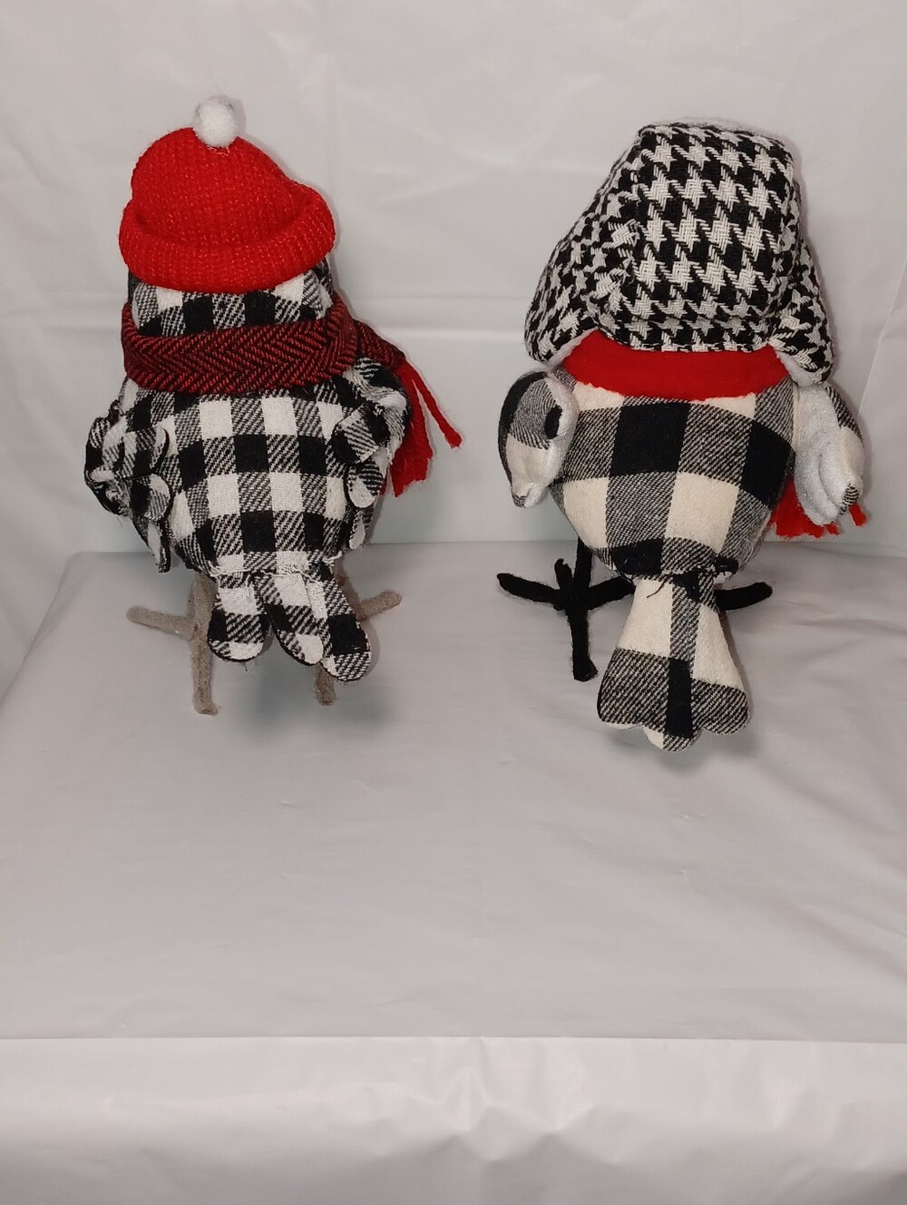 Featherly Friends Whimsical Pair of Holiday Plush Birds in Red & Black - Picture 4 of 7